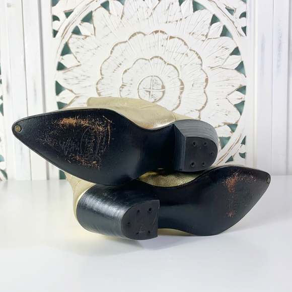 Justin Leather Gold Boots, 6 - Picture 4 of 8